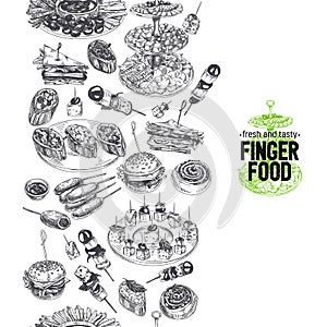 Beautiful vector hand drawn finger foods Illustration.