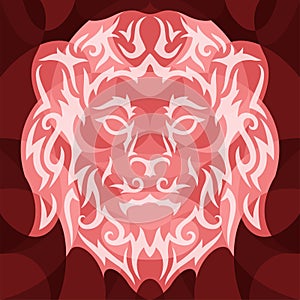 Vector art with red decorative lion head photo