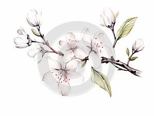 Beautiful vector image with hand drawn watercolor cherry blossom branch Generative AI