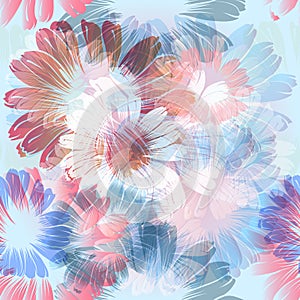 Beautiful vector pattern with hand drawn flowers in abstract style