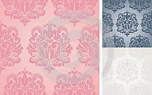 Beautiful vector seamless damask pattern.