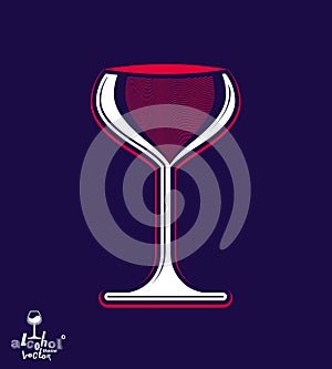 Beautiful vector sophisticated pink wine goblet, stylish alcohol