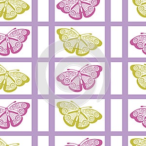 Beautiful vector yellow and pink butterflies