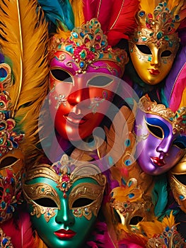 Beautiful Venetian carnival masks with feathers