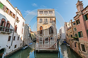 Beautiful Venice canal view with venetian building, Venice, Italy