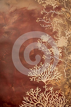 Beautiful vertical natura brown background, botanical backdrop with copy space on grunge texture, top view, blank space photo