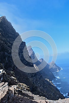 Beautiful vertical shot of the Anden Verde area landscape in Gran Canaria, Spain