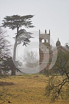 Beautiful vertical shot of Stowe School, Gothic Temple Buckingham UK