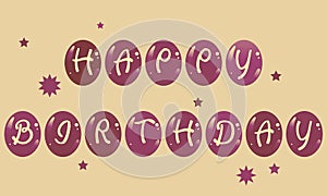 Beautiful Vibrant decorative Happy birthday illustration with glossy candy bubble background.