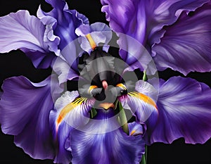 beautiful vibrant purple iris flower. close up. Digital art . Ai generated