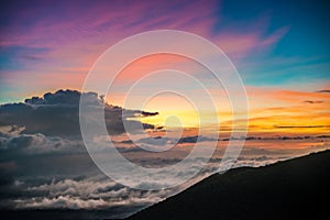 Beautiful Vibrant Sunset on Mauna Kea, Hawaii