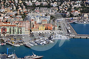 Beautiful view above Port of Nice on French Riviera, France