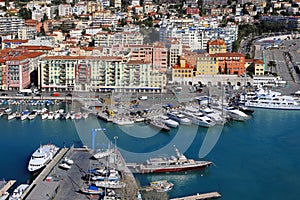 Beautiful view above Port of Nice on French Riviera, France