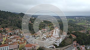 Beautiful view from above the Sintra, Portugal. Sintra National Palace. Top view