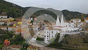 Beautiful view from above Sintra, Portugal. Sintra National Palace. Top view