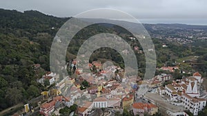 Beautiful view from above the Sintra, Portugal. Sintra National Palace. Top view