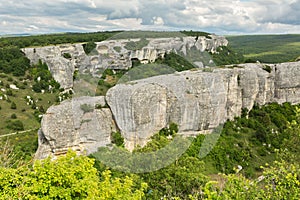 Beautiful view from above to Cave City Eski-Kermen in Crimea