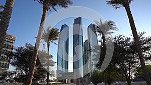 Beautiful view of Abu Dhabi city famous landmarks and skyscrapers | Al Etihad towers, corniche road