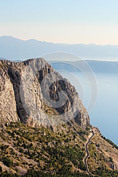 View from Biokovo mountain to Croatian islands and the Adriatic sea