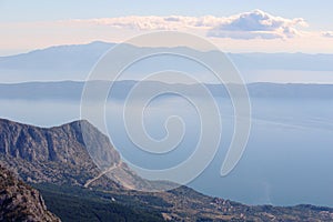 View from Biokovo mountain to Croatian islands and Adriatic sea