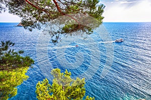 Beautiful view of Adriatic sea with small islet Sveta Nedelja