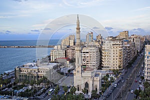 Beautiful view of Al Qaaed Ibrahim Basha Mosque in Alexandria