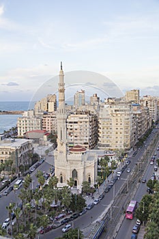 Beautiful view of Al Qaaed Ibrahim Basha Mosque in Alexandria