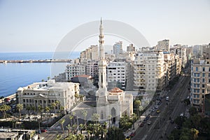 Beautiful view of Al Qaaed Ibrahim Basha Mosque in Alexandria