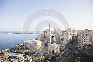 Beautiful view of Al Qaaed Ibrahim Basha Mosque in Alexandria