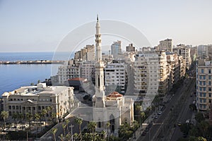 Beautiful view of Al Qaaed Ibrahim Basha Mosque in Alexandria