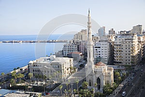 Beautiful view of Al Qaaed Ibrahim Basha Mosque in Alexandria