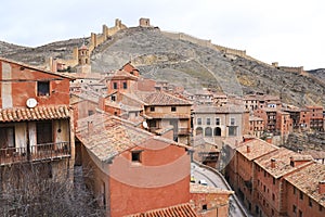 Beautiful view of Albarracin town, the walls and The Santiago Apostol church photo