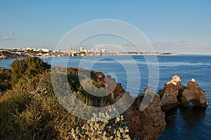 Beautiful view of Algarve shore near the Portimao and Ferragudo in Portugal