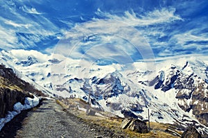 Beautiful view of Alps mountains. Spring in National Park Hohe Tauern, Austria.