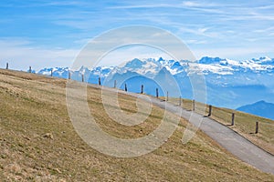 Beautiful view alps from Rigi Kulm Summit of Mount Rigi, Queen of the Mountains Switzerland