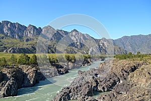 Beautiful view of the Altai Mountains and Katun river