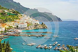 Beautiful view of Amalfi town on Amalfi coast, Campania, Italy