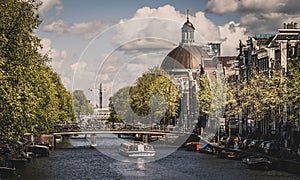 Beautiful View of Amsterdam Channel in Netherlands