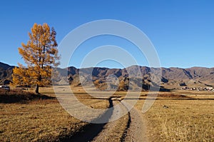 Beautiful view at ancient burial mounds at Karakol valley Uch-