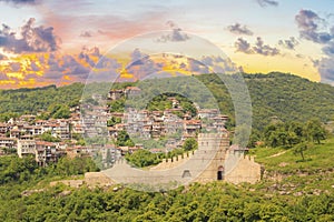 Beautiful view of the ancient fortress Tsarevets in the mountains, in Veliko Tirnovo, Bulgaria photo