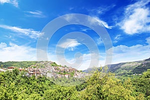 Beautiful view of the ancient fortress Tsarevets in the mountains, in Veliko Tirnovo, Bulgaria photo