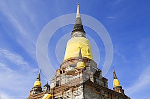Beautiful view of the ancient pagoda of Watyaichaimongkhon in Ayutthaya Province photo