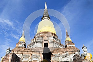 Beautiful view of the ancient pagoda of Watyaichaimongkhon in Ayutthaya, Thailand photo
