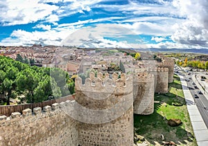 Beautiful view of the ancient walls of Avila, Castilla y Leon, Spain photo