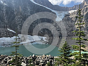 Beautiful view of Angel Glacier. Mount Edith Cavell, Jasper National Park, Canada.