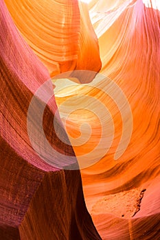 Beautiful view of Antelope Canyon sandstone formations in famous Navajo Tribal national park near Page, Arizona, USA