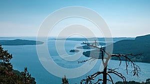 Beautiful view of archipelago, mountains, forest and sea.