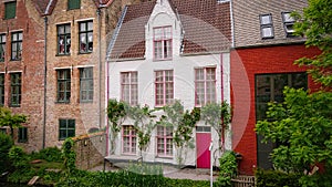 Beautiful View Of Authentic Houses Above The Canal In The Belgian City Of Bruges