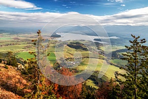 beautiful view on autumn landscape from hill Pravnac in Slovakia