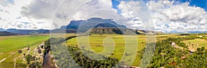 Beautiful view of the Auyantepuy at sunrise. Canaima National Park